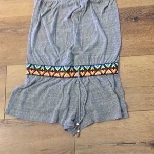 Lucky Brand gray off the shoulder romper shorts
